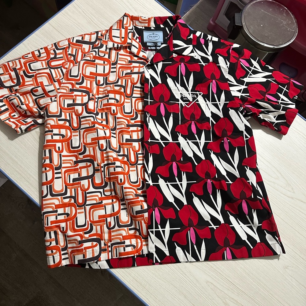 Prada Pink and Gray Patterned Fabric